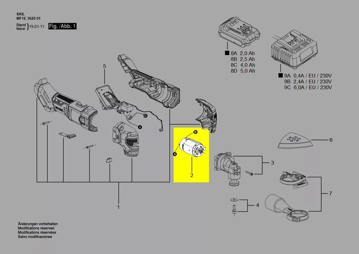 moteur 20V réf. 2826032001 Skil
